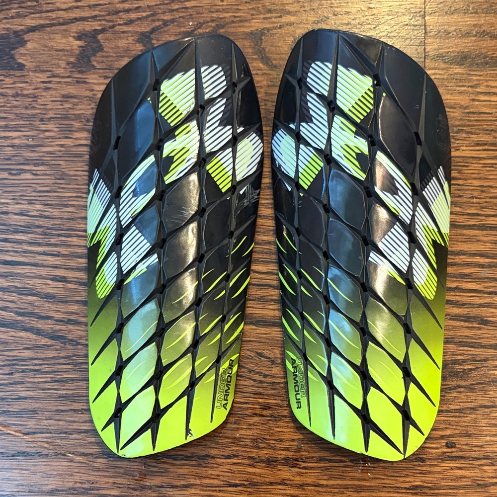 Under Armour Black and Yellow Kids Shin Guards